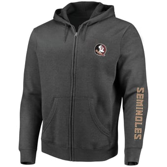 Men's Champion Heather Charcoal Florida State Seminoles Big & Tall Full-Zip Hoodie