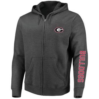 Men's Champion Heather Charcoal Georgia Bulldogs Big & Tall Full-Zip Hoodie