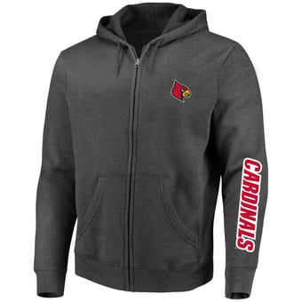 Men's Champion Heather Charcoal Louisville Cardinals Big & Tall Full-Zip Hoodie