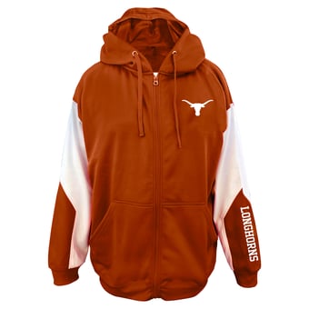 Men's Fanatics Texas Orange Texas Longhorns Big & Tall Sleeve Block Full-Zip Hoodie
