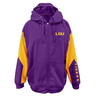 Men's Fanatics Purple LSU Tigers Big & Tall Sleeve Block Full-Zip Hoodie