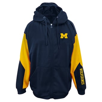 Men's Fanatics Navy Michigan Wolverines Big & Tall Sleeve Block Full-Zip Hoodie
