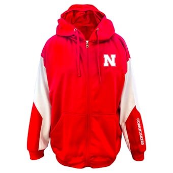 Men's Fanatics Scarlet Nebraska Huskers Big & Tall Sleeve Block Full-Zip Hoodie
