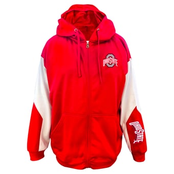 Men's Fanatics Scarlet Ohio State Buckeyes Big & Tall Sleeve Block Full-Zip Hoodie