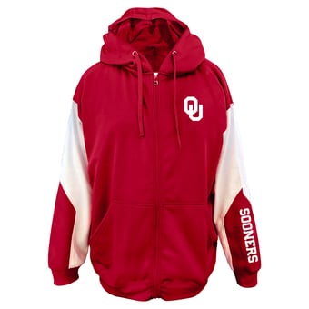 Men's Fanatics Crimson Oklahoma Sooners Big & Tall Sleeve Block Full-Zip Hoodie