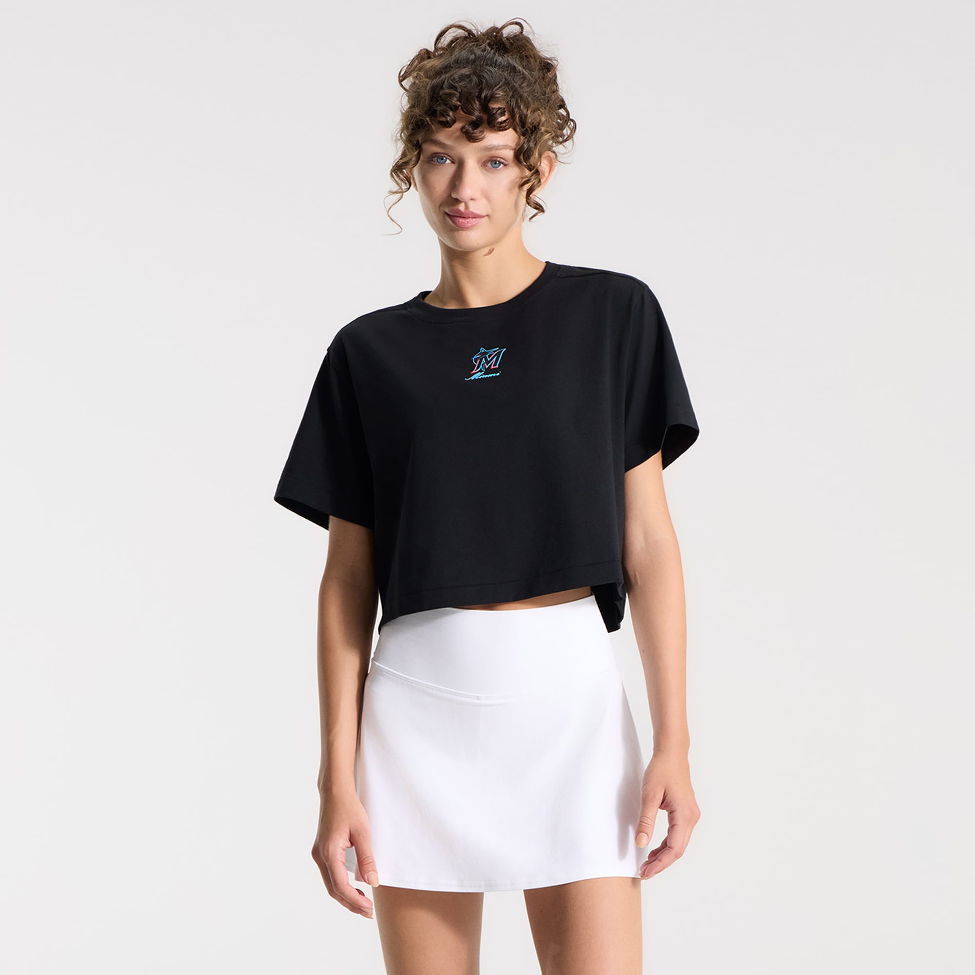 Women's lululemon Black Miami Marlins All Yours Organic Cotton Cropped T-Shirt