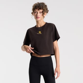 Women's lululemon Black Sable San Diego Padres All Yours Organic Cotton Cropped T-Shirt