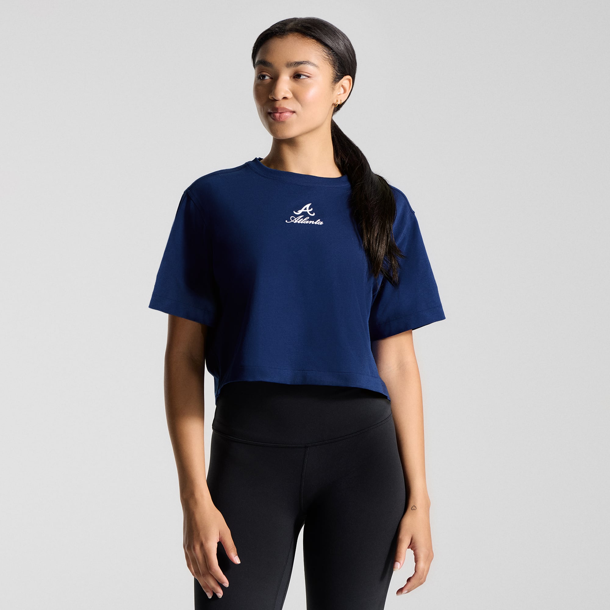 Women's lululemon Midnight Shadow Atlanta Braves All Yours Organic Cotton Cropped T-Shirt