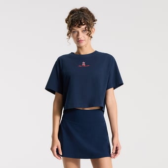 Women's lululemon True Navy Los Angeles Angels All Yours Organic Cotton Cropped T-Shirt