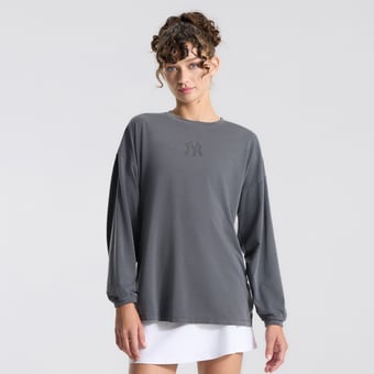 Women's lululemon Gray New York Yankees EasySet Relaxed-Fit Long Sleeve T-Shirt