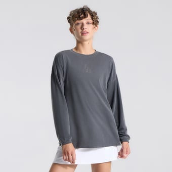 Women's lululemon Gray Los Angeles Dodgers EasySet Relaxed-Fit Long Sleeve T-Shirt