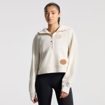 Women's lululemon Light Ivory Milwaukee Brewers Scuba Oversized Half-Zip Hoodie