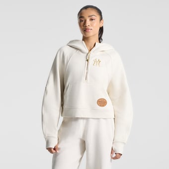 Women's lululemon Light Ivory New York Yankees Scuba Oversized Half-Zip Hoodie