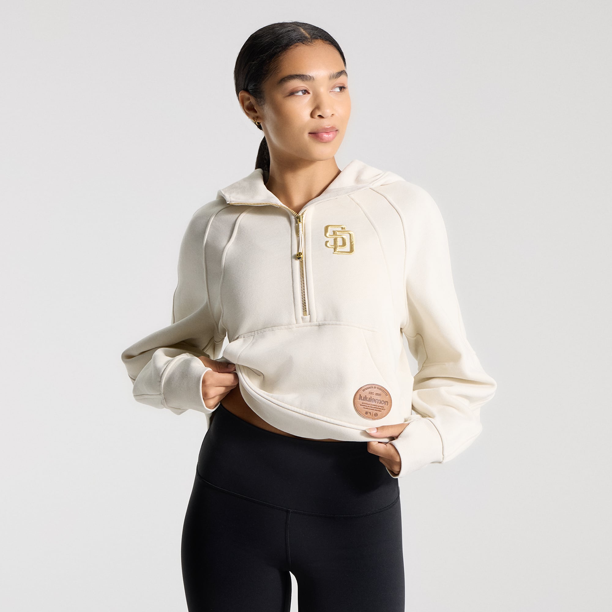 Women's lululemon Light Ivory San Diego Padres Scuba Oversized Half-Zip Hoodie