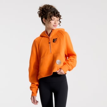 Women's lululemon Total Orange Baltimore Orioles Scuba Oversized Half-Zip Hoodie