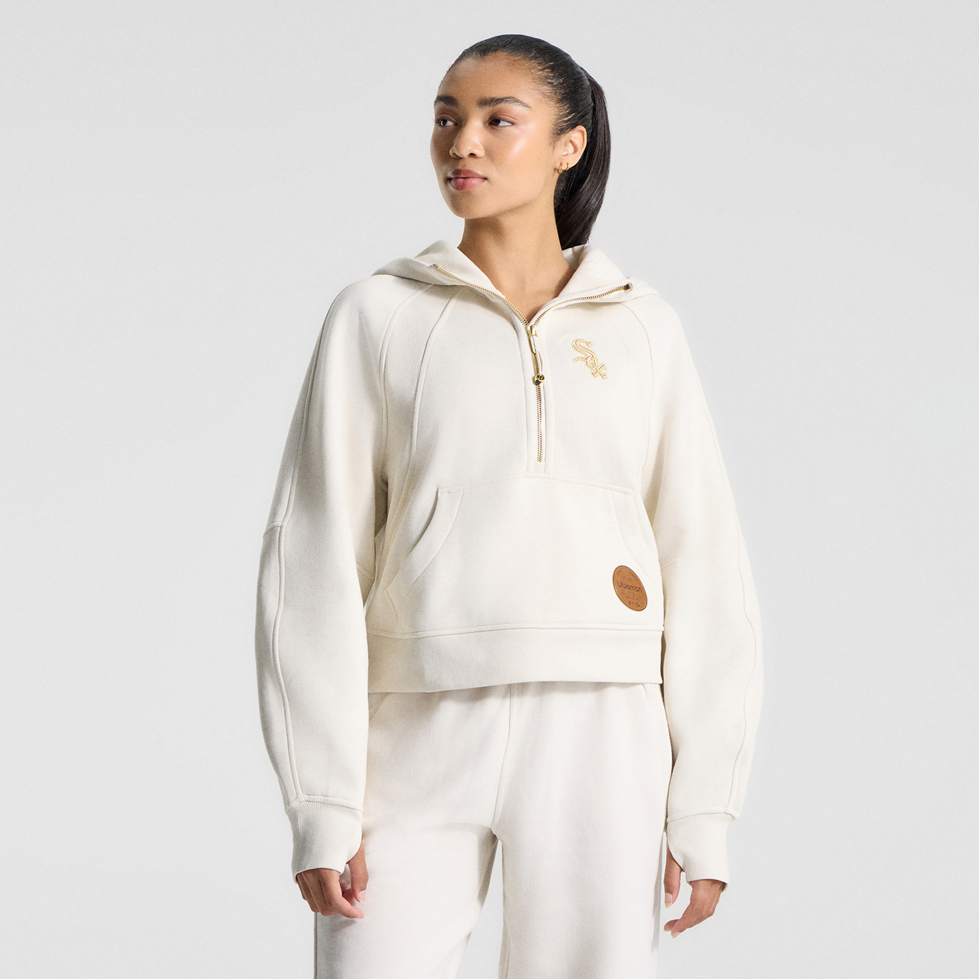 Women's lululemon Light Ivory Chicago White Sox Scuba Oversized Half-Zip Hoodie
