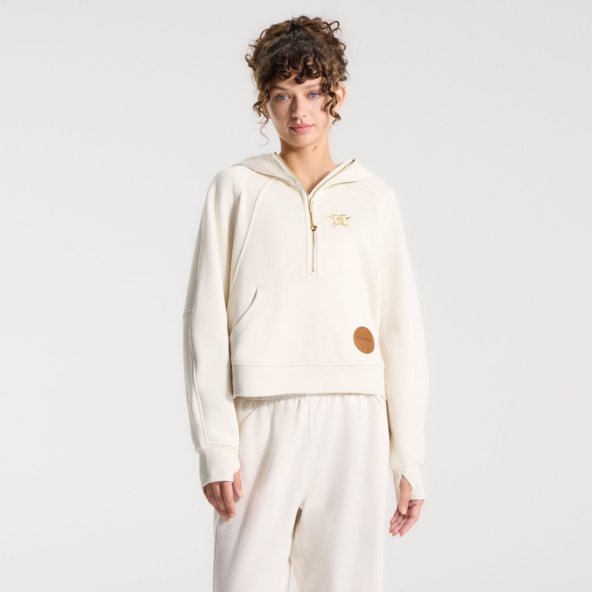 Women's lululemon Light Ivory Houston Astros Scuba Oversized Half-Zip Hoodie