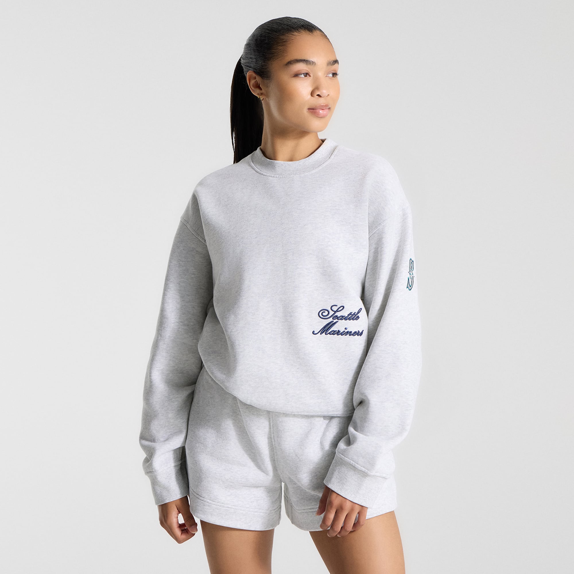 Women's lululemon Heathered Core Ultra Light Grey Seattle Mariners Oversized Steady State Crew