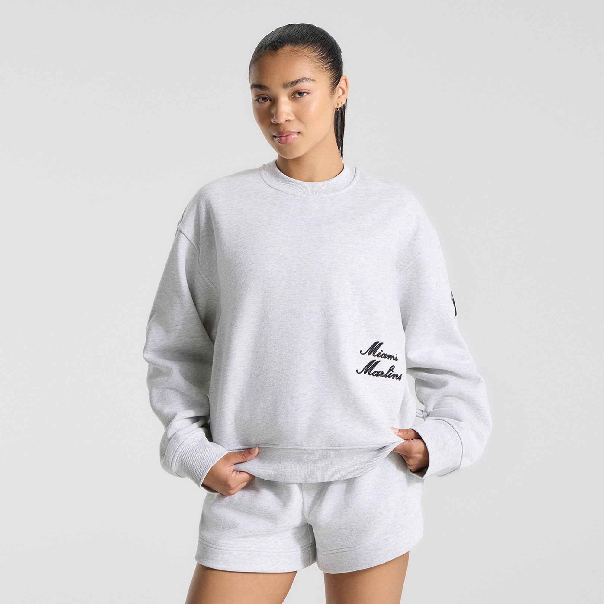 Women's lululemon Heathered Core Ultra Light Grey Miami Marlins Oversized Steady State Crew
