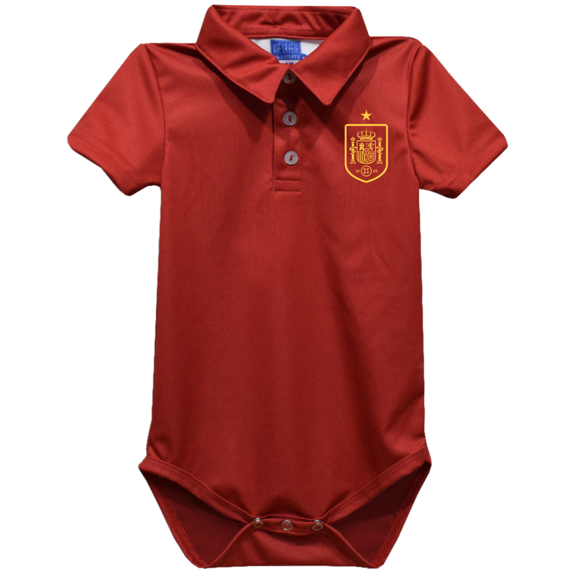 Infant Vive La Fete Red Spain National Team Solid Polo Bodysuit