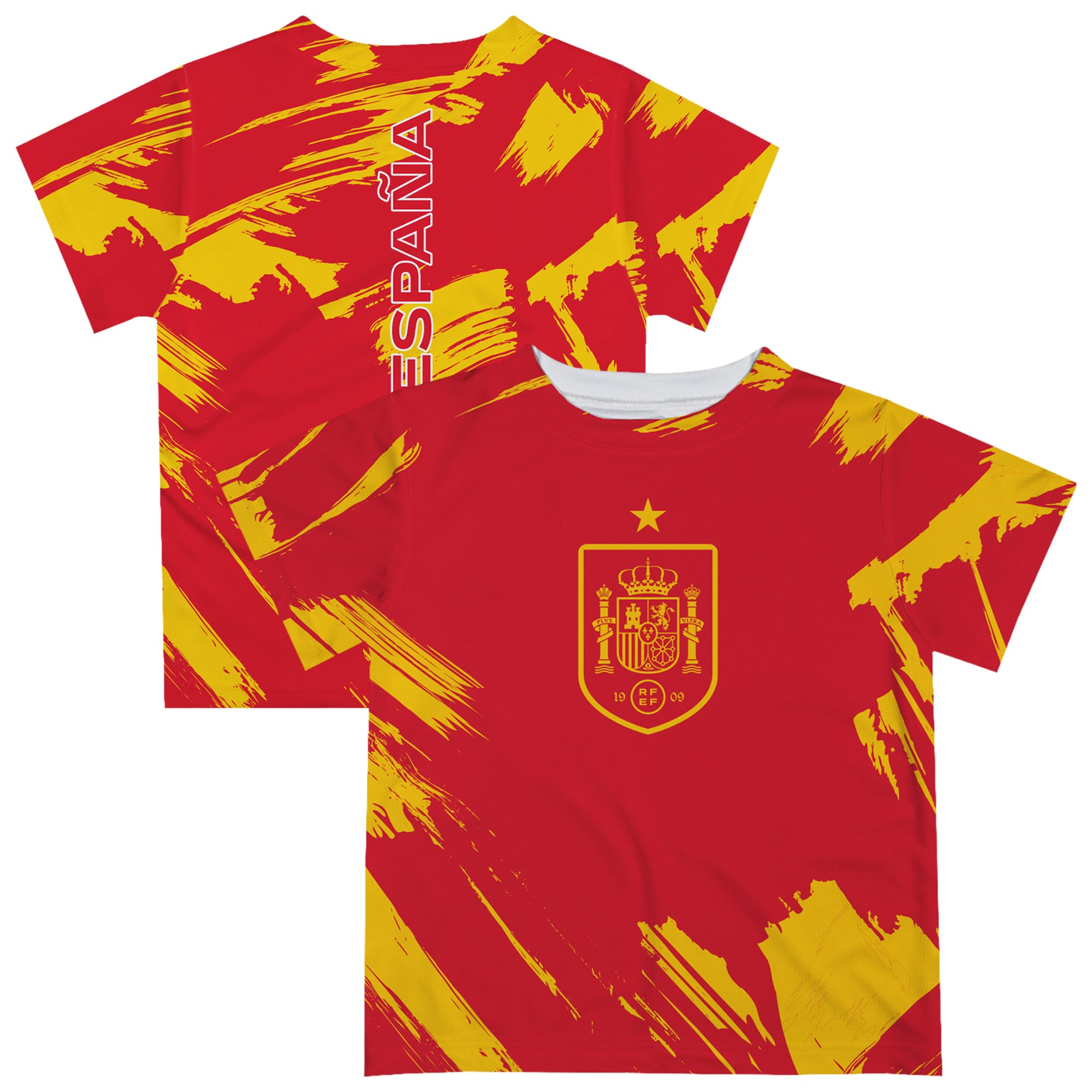 Youth Vive La Fete Red Spain National Team Paint Brush T-Shirt