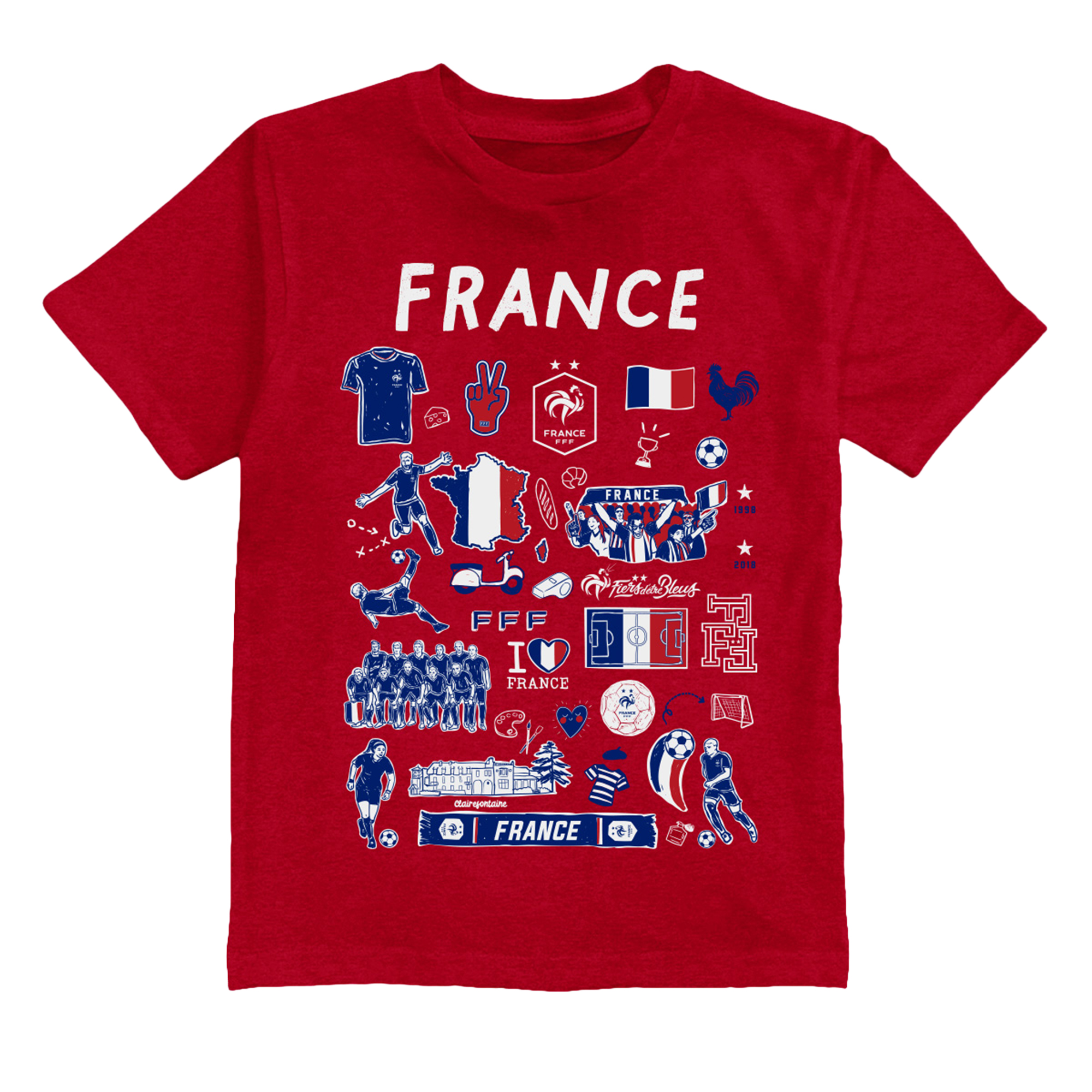 Toddler Vive La Fete Red France National Team Impressions Artwork T-Shirt