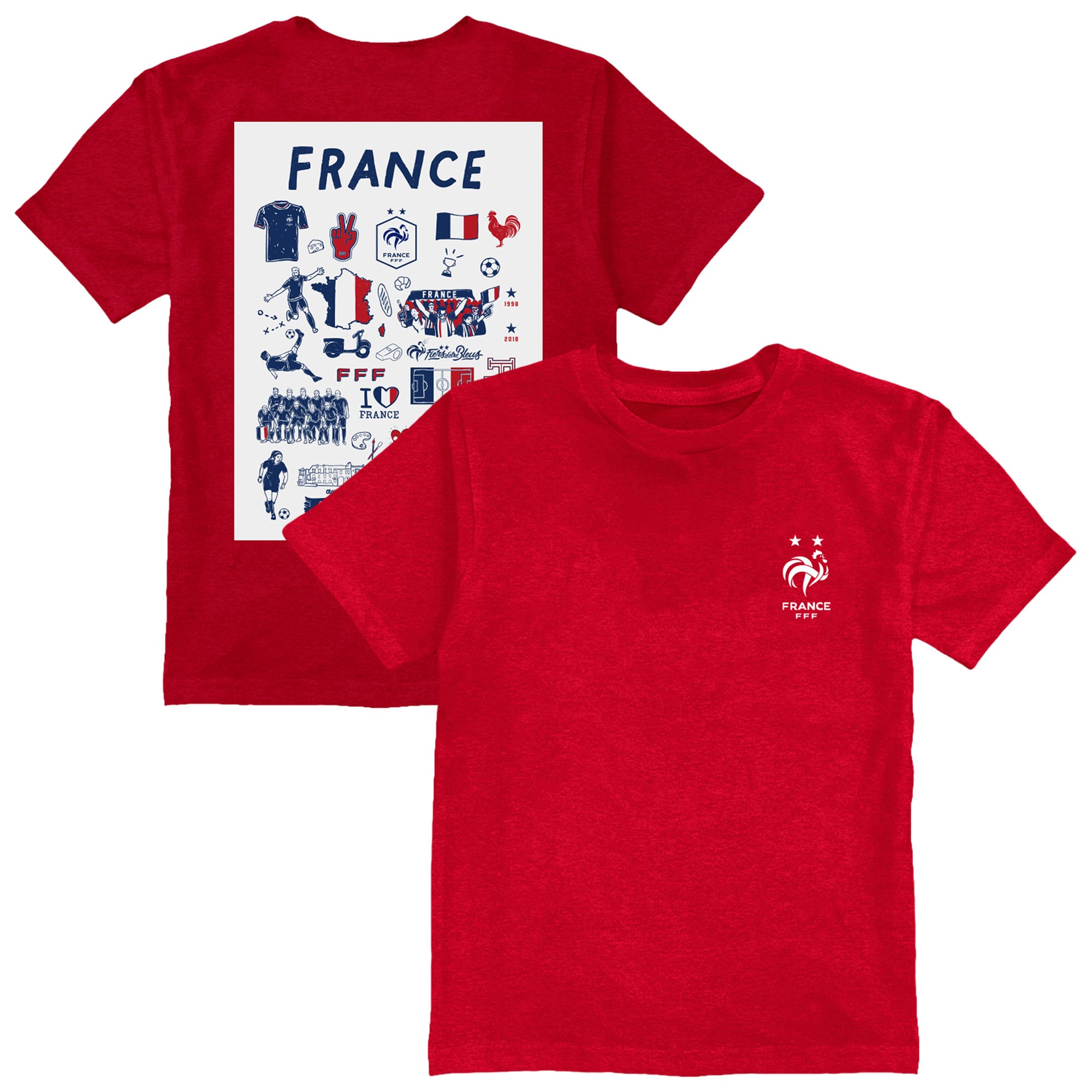 Toddler Vive La Fete Red France National Team Impressions Artwork T-Shirt