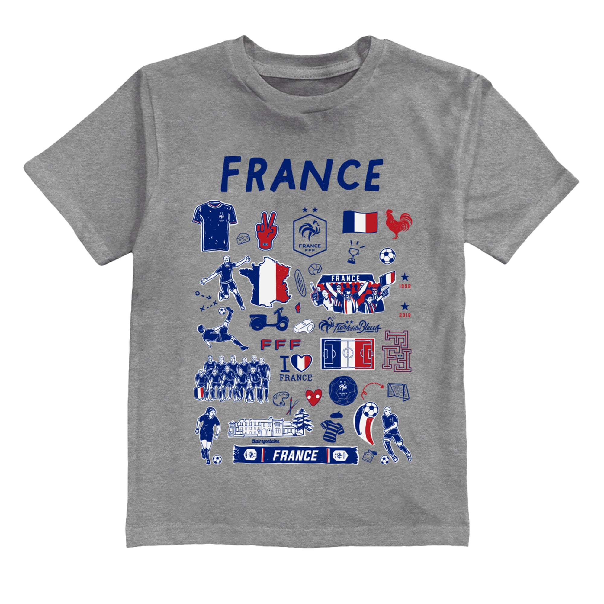 Toddler Vive La Fete Gray France National Team Impressions Artwork T-Shirt