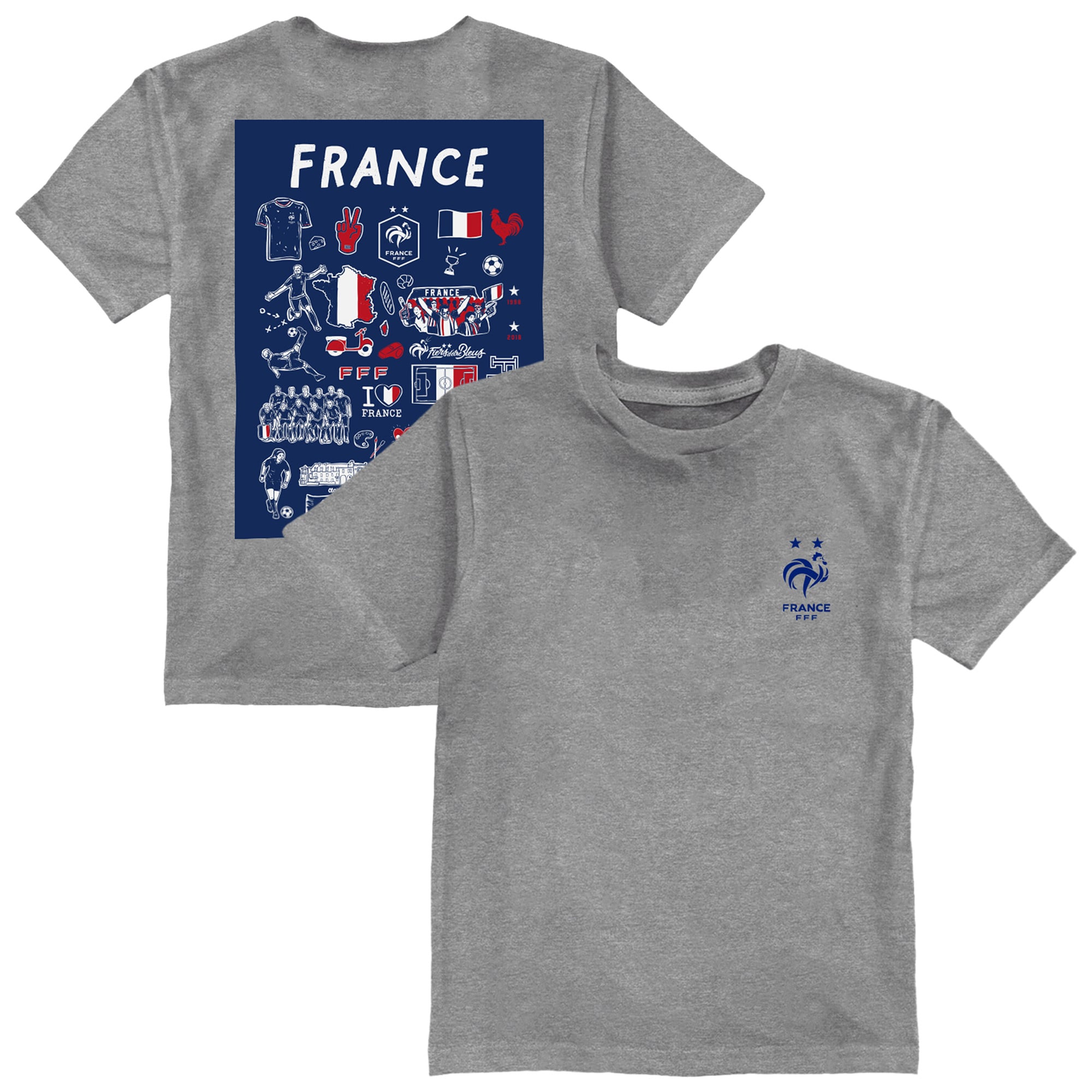 Toddler Vive La Fete Gray France National Team Impressions Artwork T-Shirt