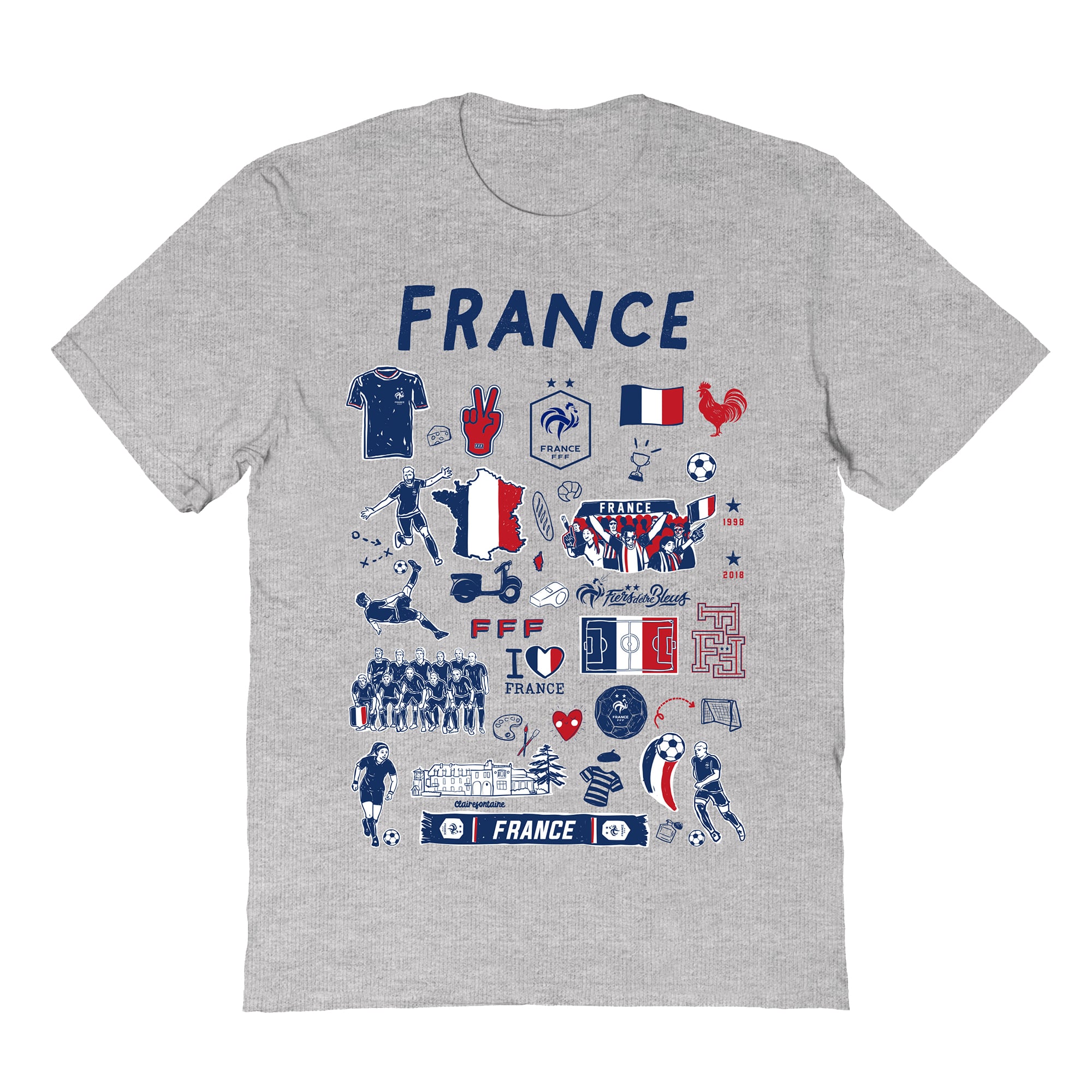 Women's Vive La Fete Gray France National Team Impressions Artwork Fitted T-Shirt