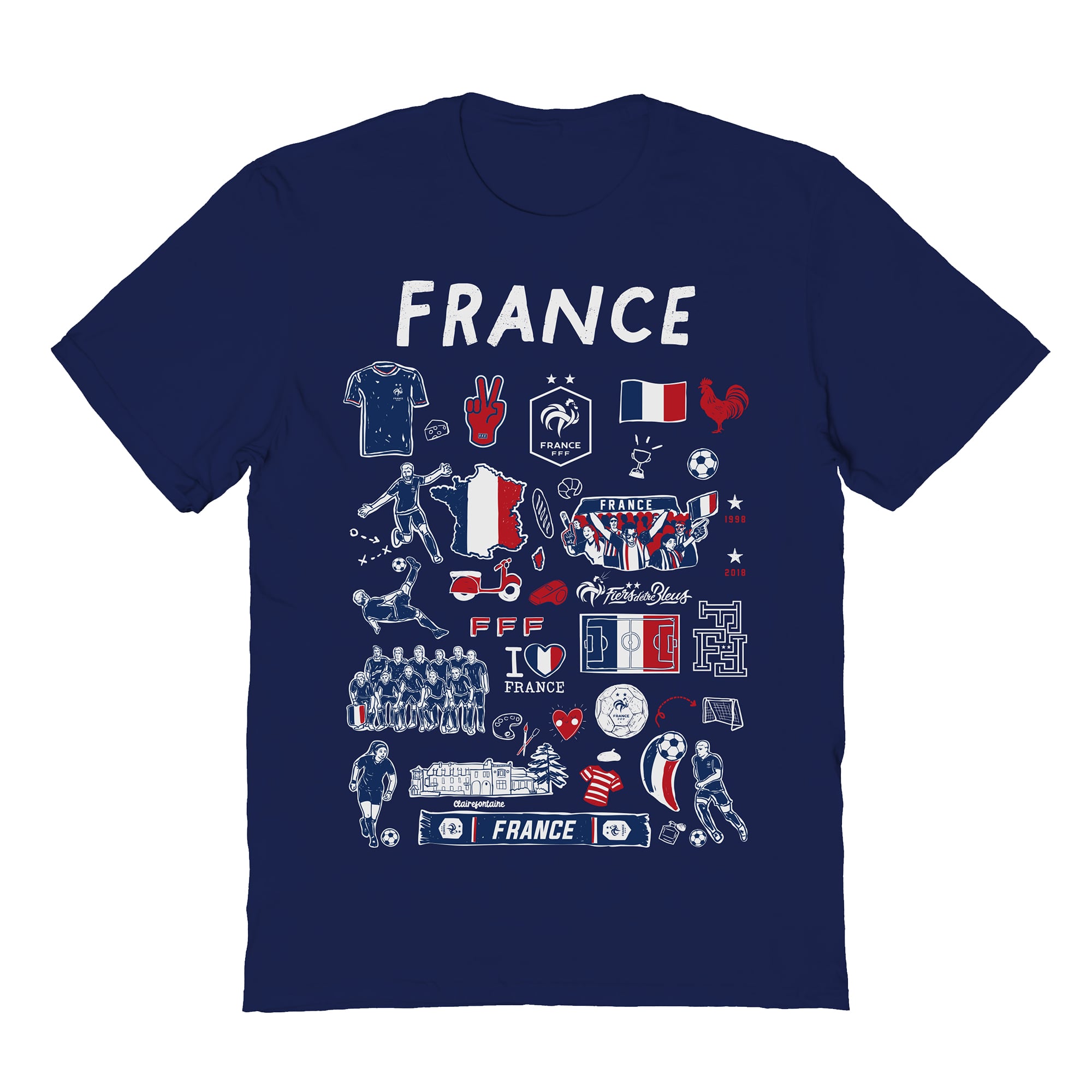Women's Vive La Fete Navy France National Team Impressions Artwork Fitted T-Shirt