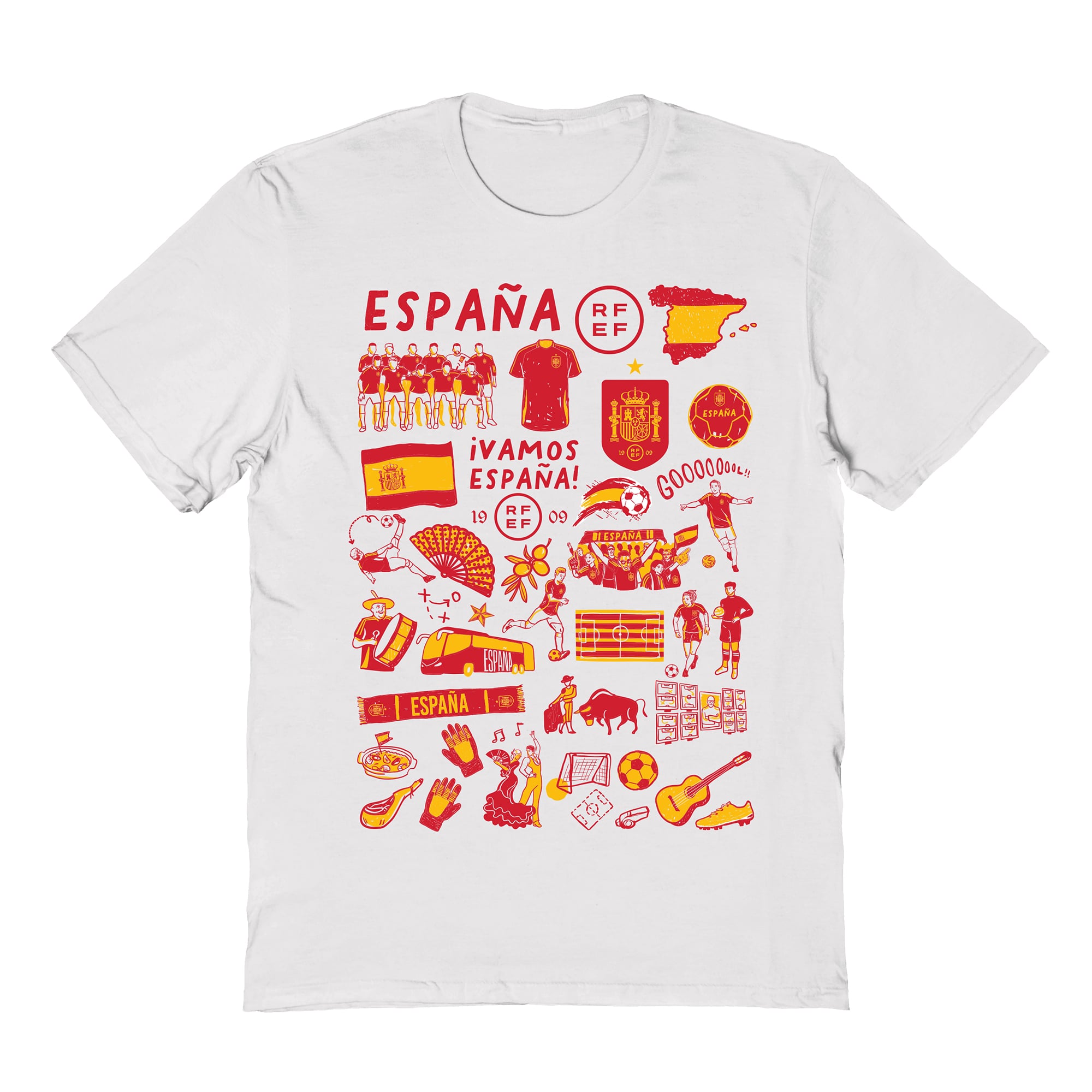 Women's Vive La Fete White Spain National Team Impressions Artwork Fitted T-Shirt
