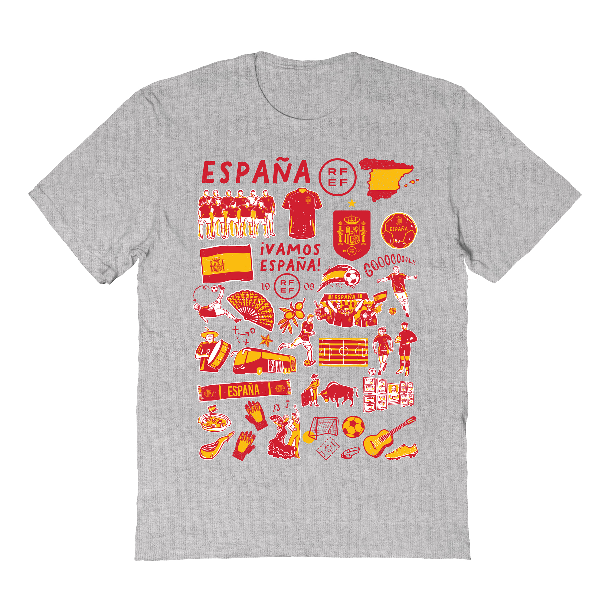 Women's Vive La Fete Gray Spain National Team Impressions Artwork Fitted T-Shirt