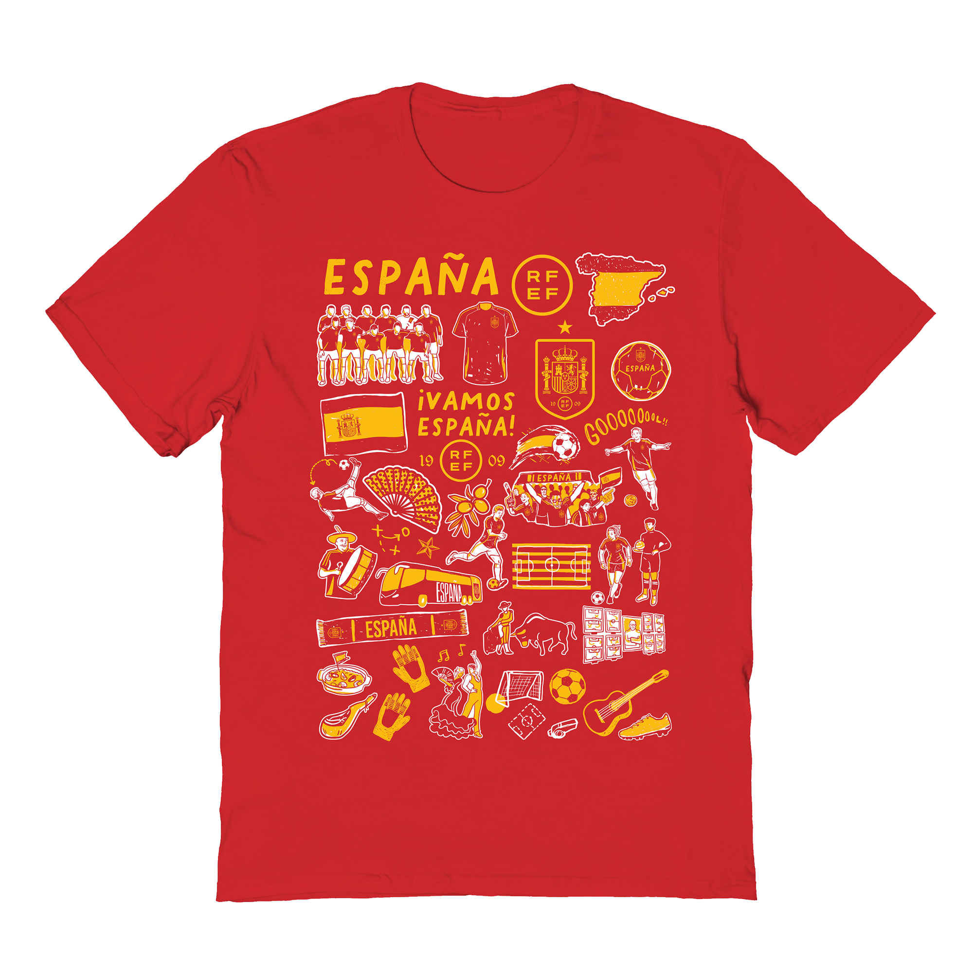 Women's Vive La Fete Red Spain National Team Impressions Artwork Fitted T-Shirt