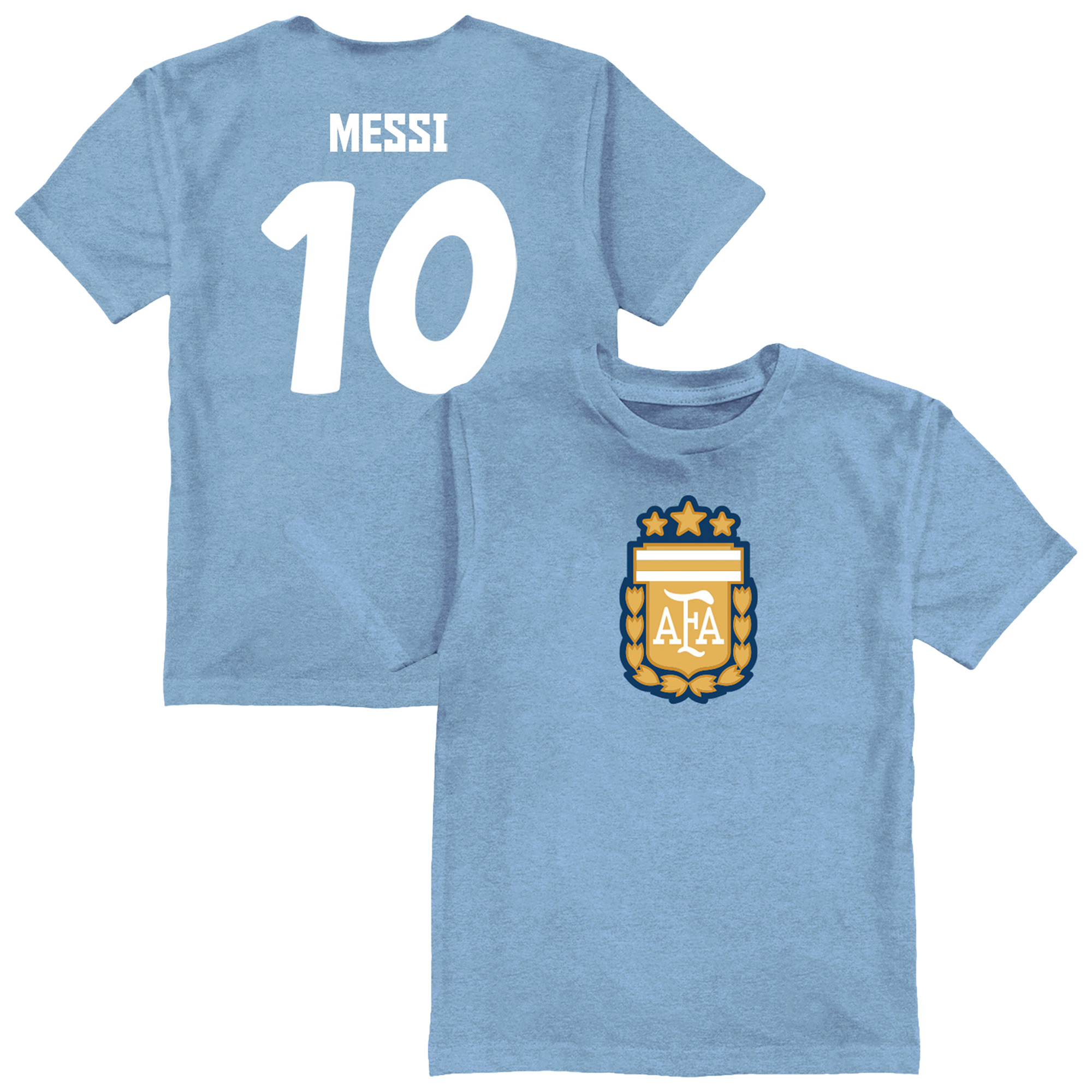 Toddler Vive La Fete Lionel Messi Light Blue Argentina National Team Player Name & Number Color Badge T-Shirt