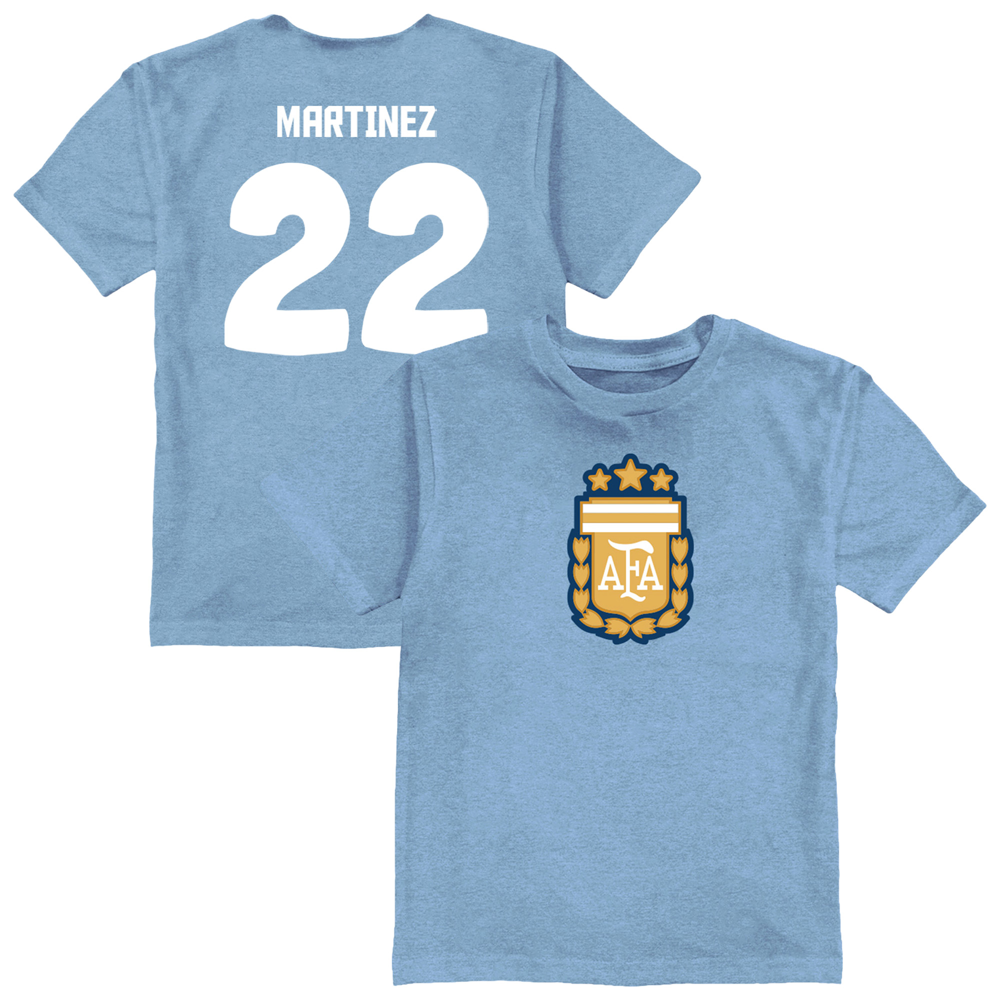 Toddler Vive La Fete Lautaro Martinez Light Blue Argentina National Team Player Name & Number Color Badge T-Shirt