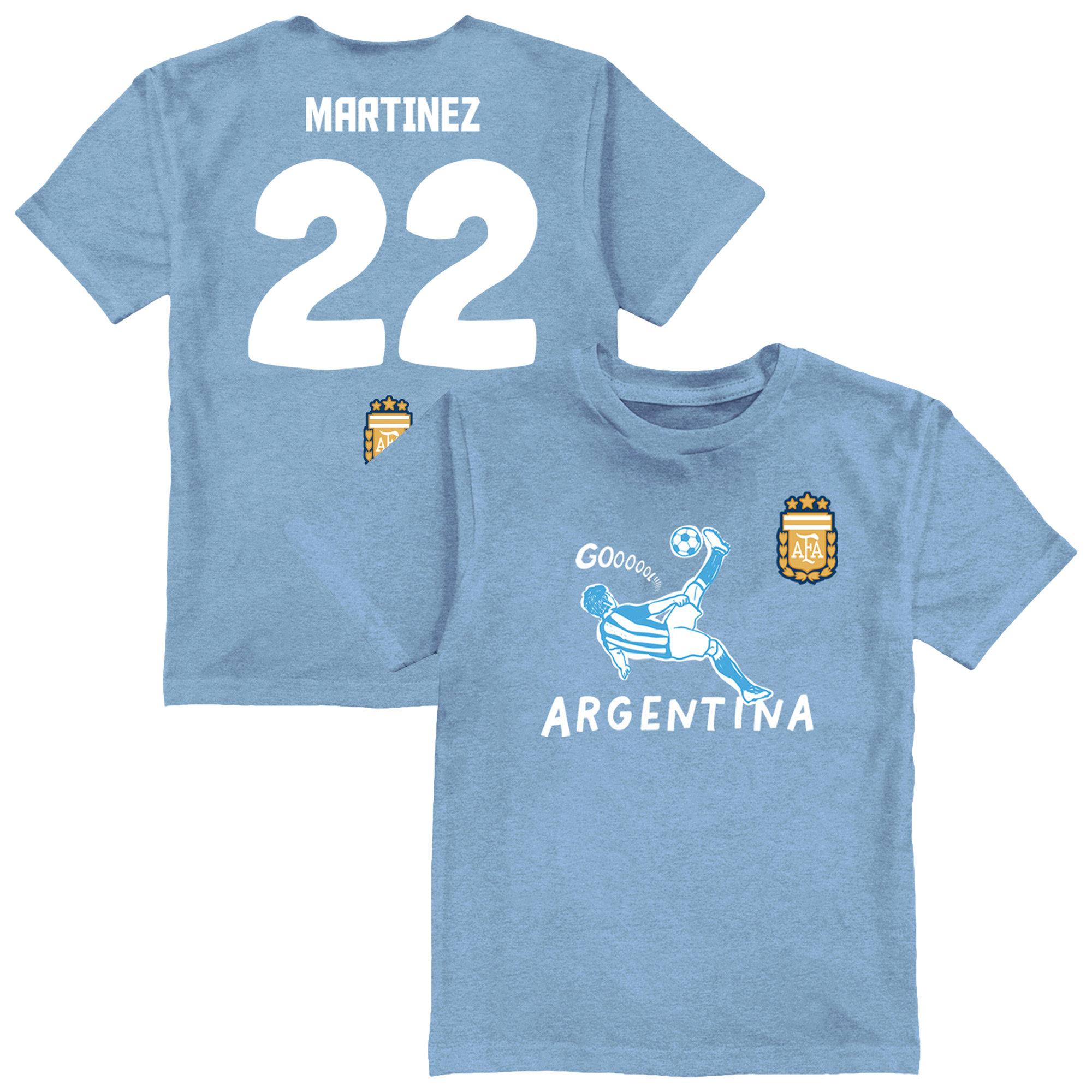 Toddler Vive La Fete Lautaro Martinez Light Blue Argentina National Team Player Name & Number Chilena Style T-Shirt