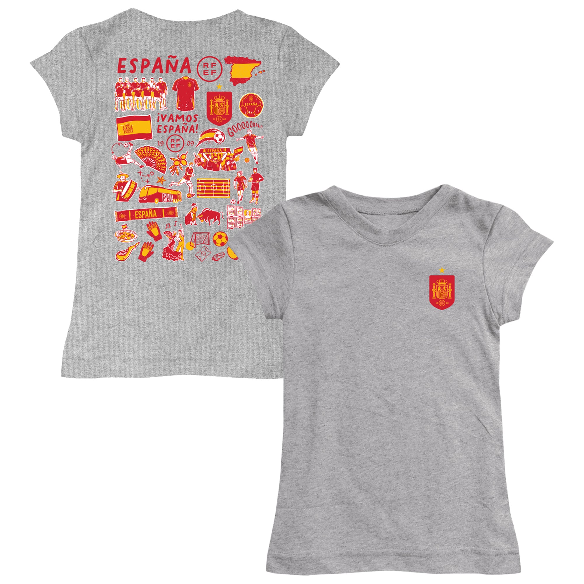 Girls Toddler Vive La Fete Gray Spain National Team Impressions Artwork Fitted T-Shirt