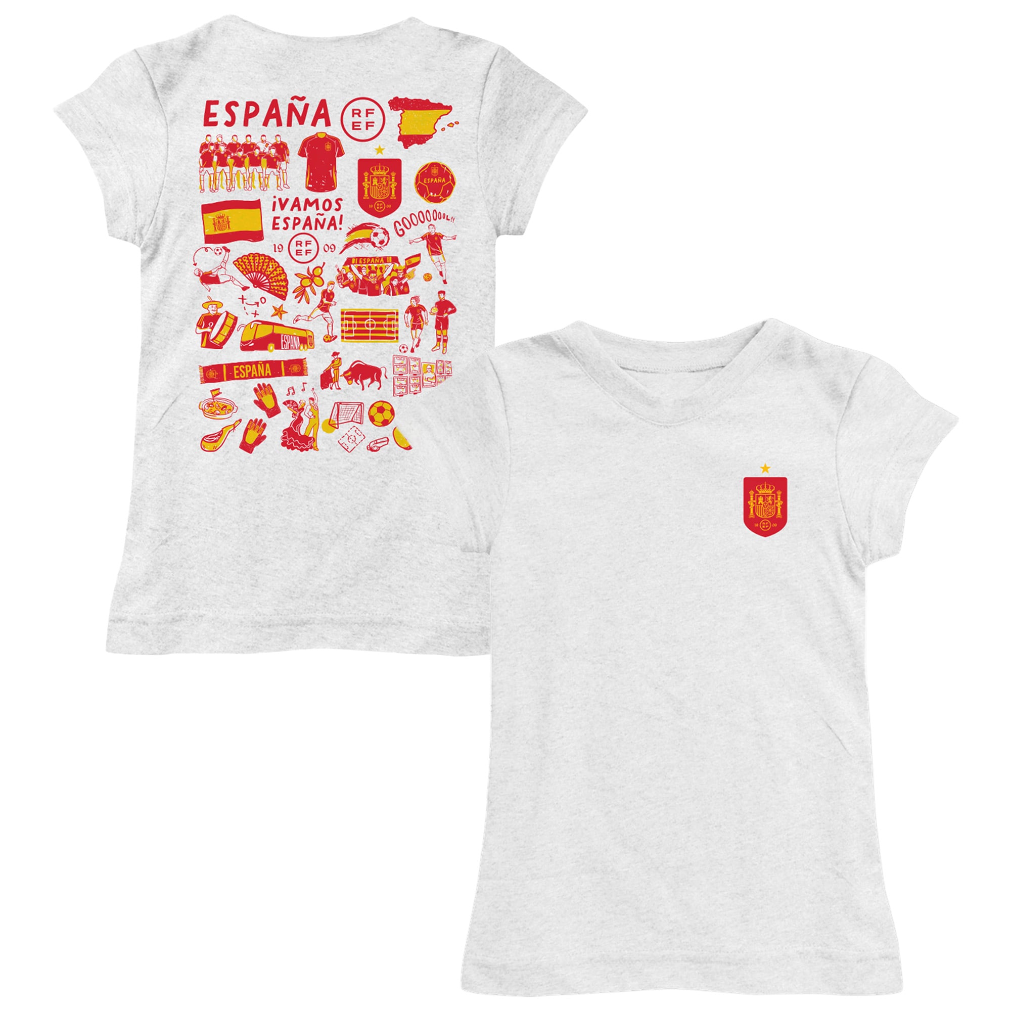 Girls Toddler Vive La Fete White Spain National Team Impressions Artwork Fitted T-Shirt