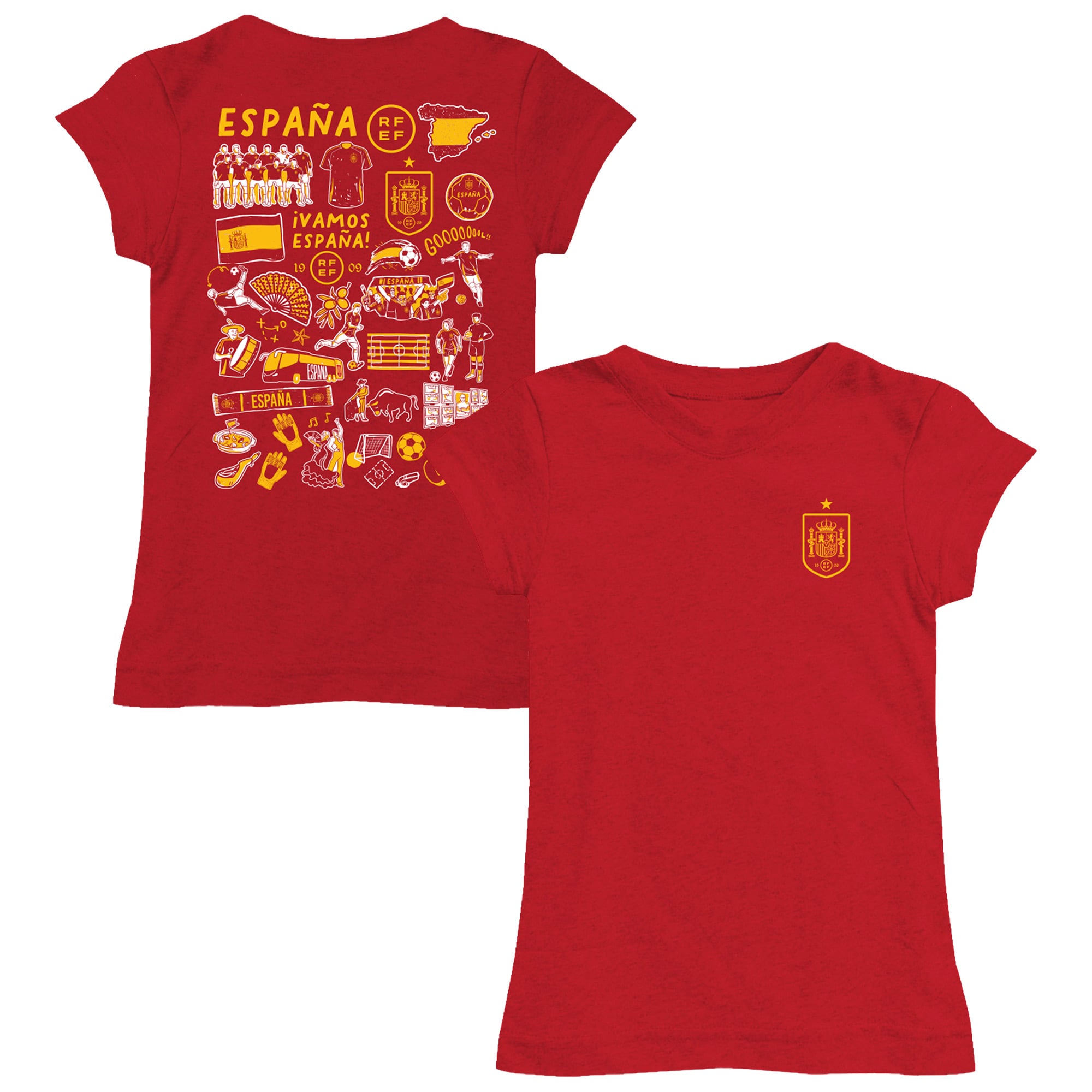 Girls Toddler Vive La Fete Red Spain National Team Impressions Artwork Fitted T-Shirt
