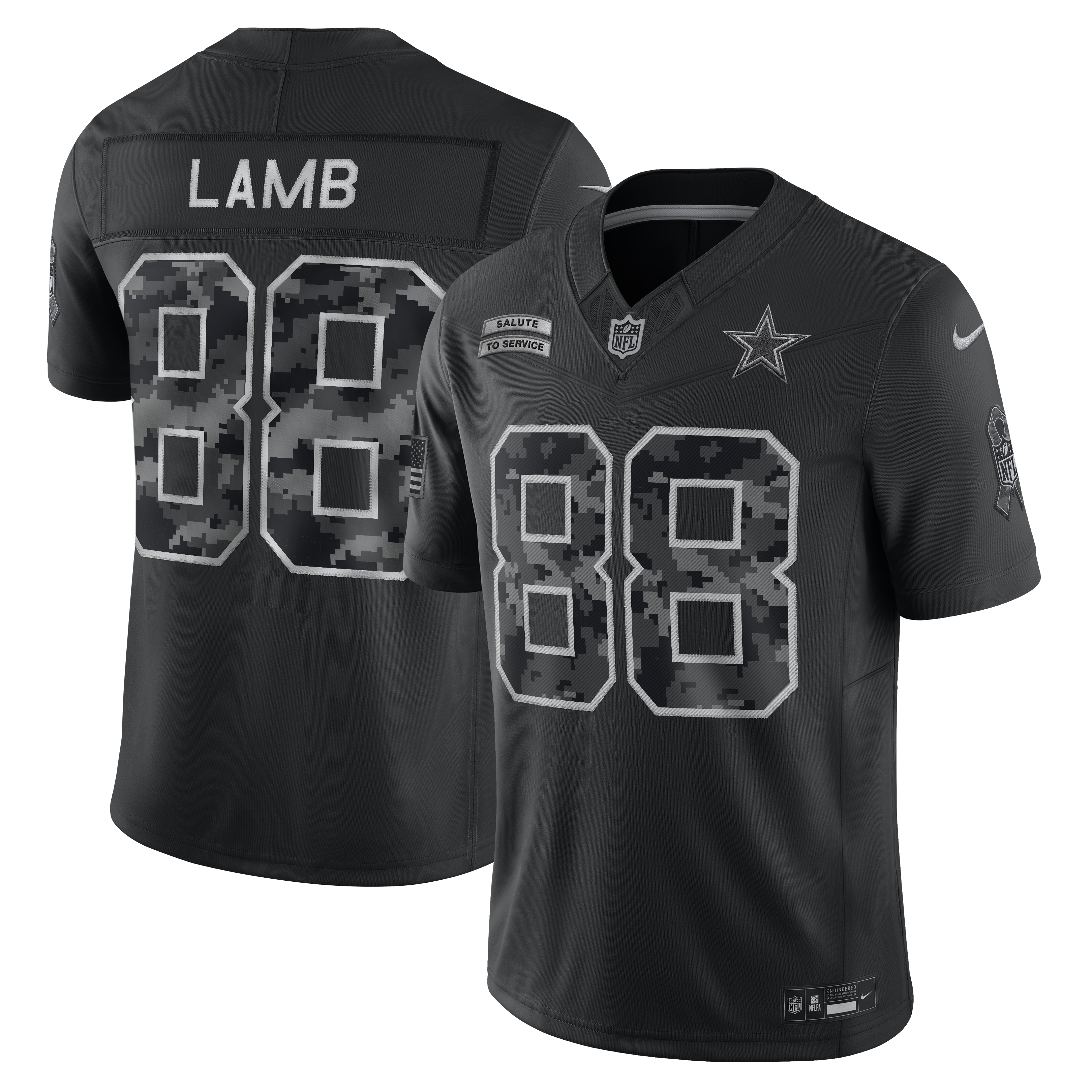 Men's Nike CeeDee Lamb Black Dallas Cowboys 2026 Salute to Service Stitched Limited Jersey
