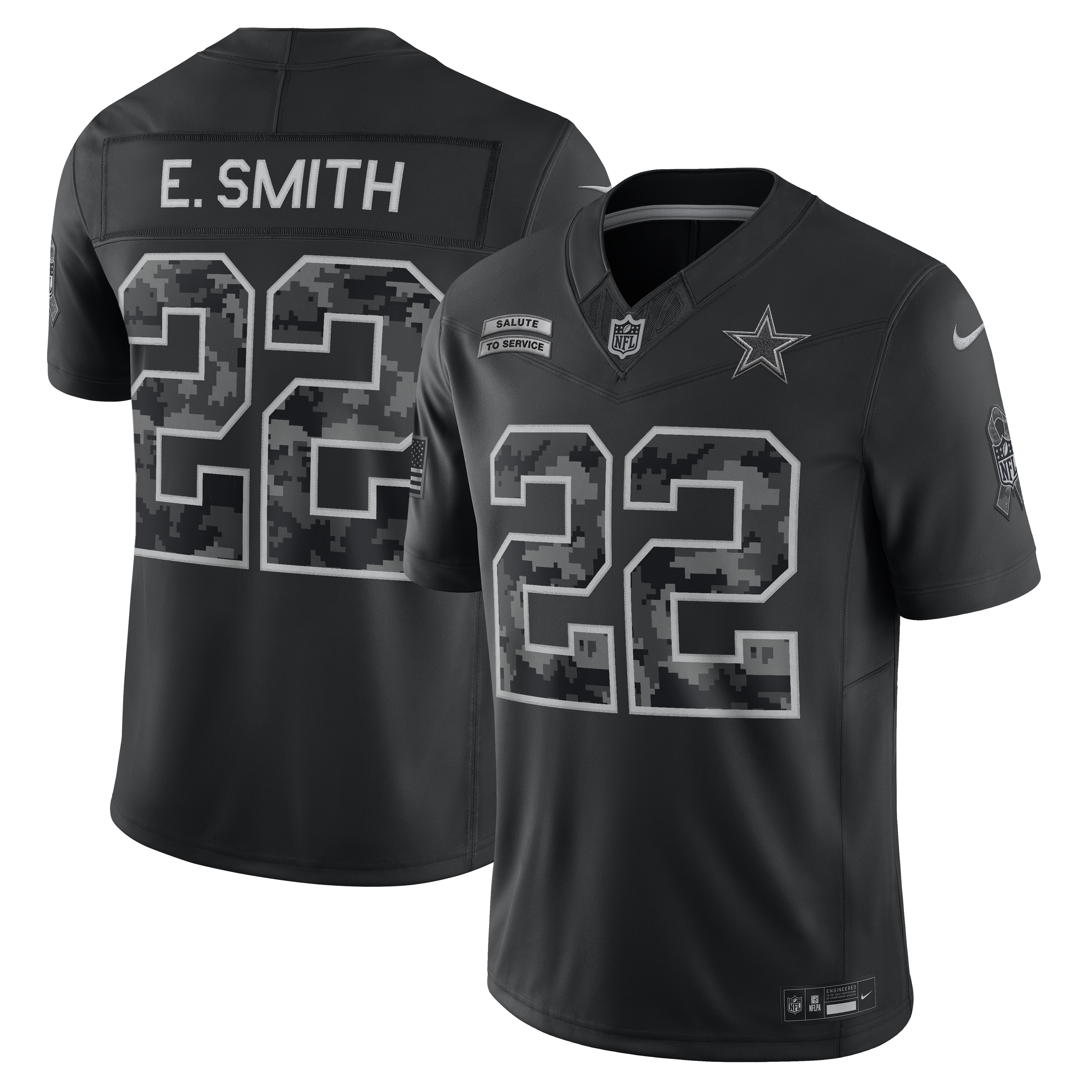 Men's Nike Emmitt Smith Black Dallas Cowboys 2026 Salute to Service Retired Player Stitched Limited Jersey