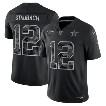 Men's Nike Roger Staubach Black Dallas Cowboys 2026 Salute to Service Retired Player Stitched Limited Jersey