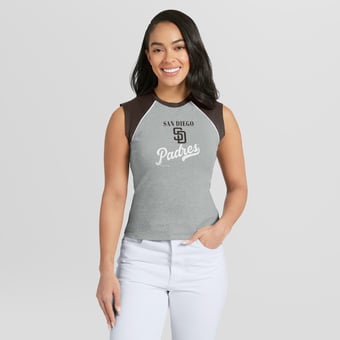 Women's WEAR by Erin Andrews  Heather Gray San Diego Padres Cropped Raglan Tank Top