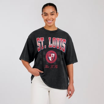 Women's WEAR by Erin Andrews  Black St. Louis Cardinals Oversized Boyfriend T-Shirt