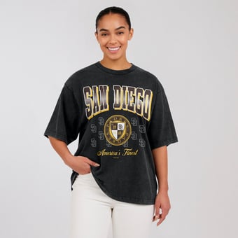 Women's WEAR by Erin Andrews  Black San Diego Padres Oversized Boyfriend T-Shirt