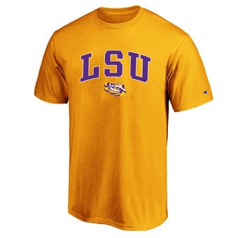 Men's Champion  Gold LSU Tigers Champion Big & Tall Team Arch Over Wordmark T-Shirt