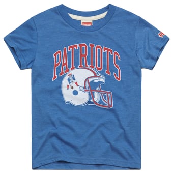 Youth Homage  Royal New England Patriots Helmet Retro Tri-Blend T-Shirt