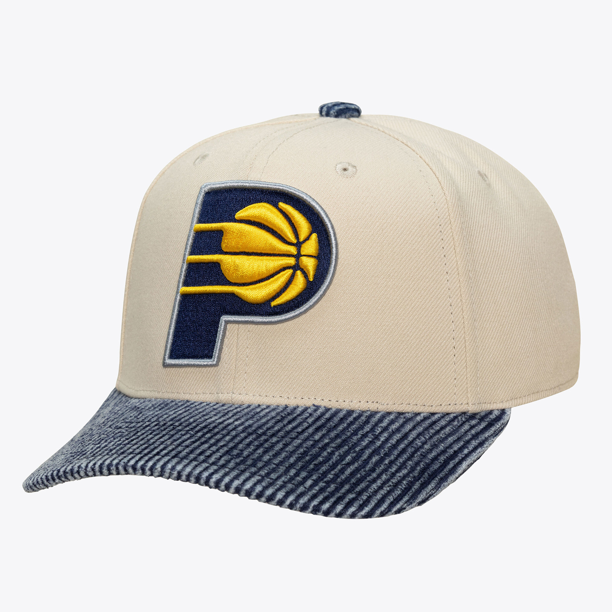 Men’s Mitchell & Ness Cream/Blue Indiana Pacers Washed Corduroy Pro Crown Snapback Hat Men’s Mitchell & Ness Cream/Blue Indiana Pacers Washed Corduroy Pro Crown Snapback Hat