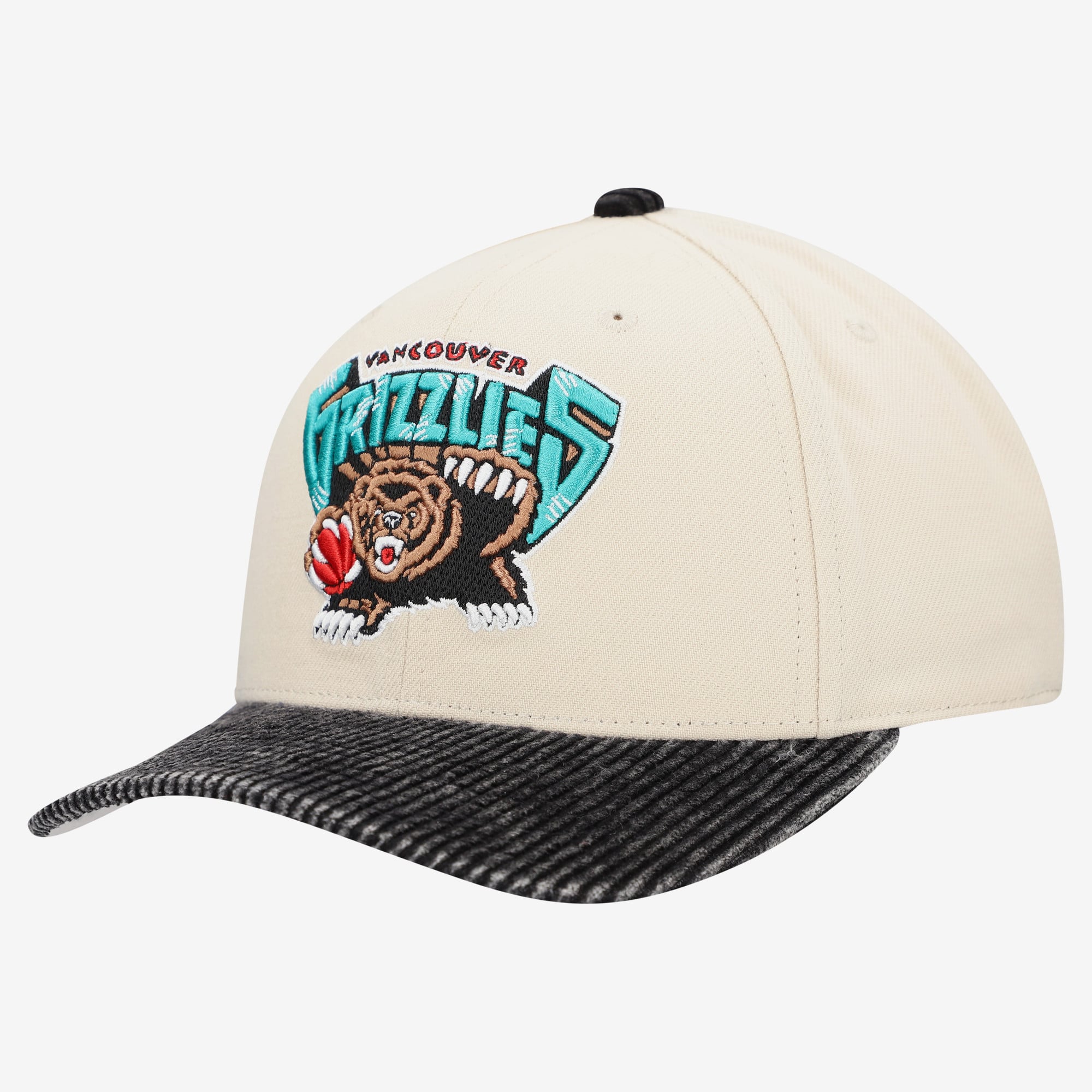 Men's Mitchell & Ness Cream Vancouver Grizzlies Washed Corduroy Pro Crown Snapback Hat